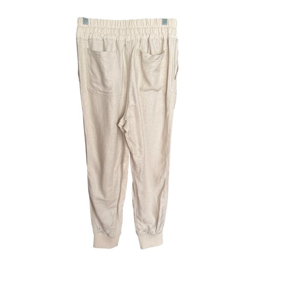 Mahina Casual Jogger Pants S Viscose & Linen Blend Beige - Picture 3 of 5
